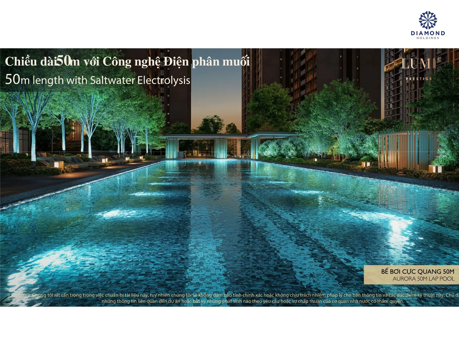 Phối cảnh bể bơi Aurora 50 m tại Lumi Elite